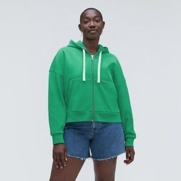 Everlane Tops - Everlane The Organic Cotton Zip Up Hoodie-Bright Green 🍏 Jade Medium